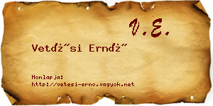 Vetési Ernő névjegykártya